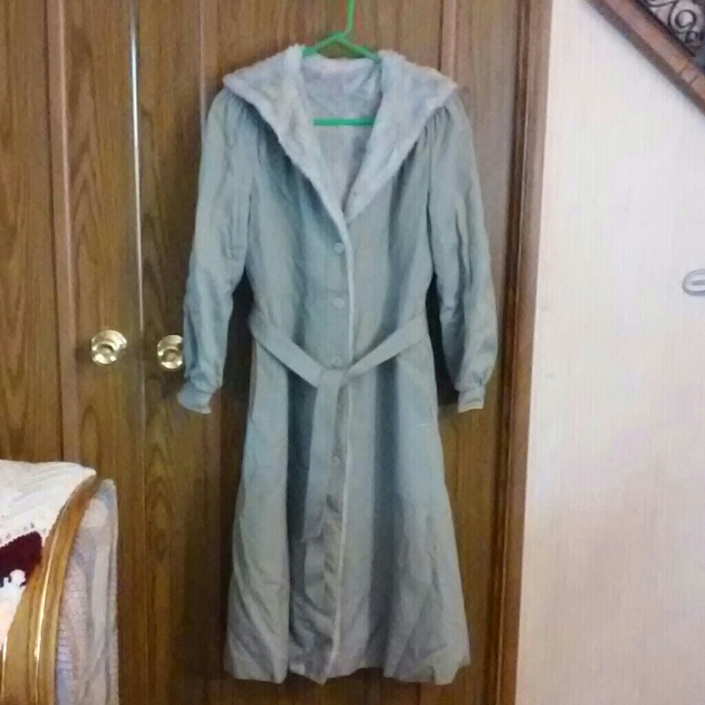 Bonders gray full length hooded lined trench coat
